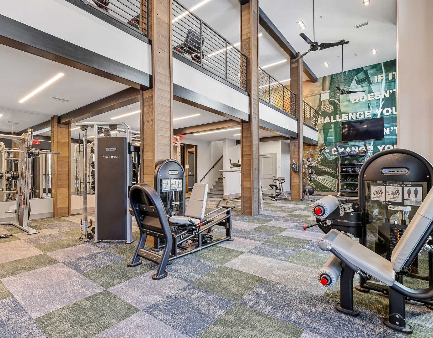A fitness center with exercise equipment